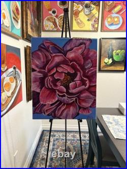 Majestic Magenta Flower Bloom Painting 16 X 20 Not A Print