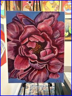 Majestic Magenta Flower Bloom Painting 16 X 20 Not A Print