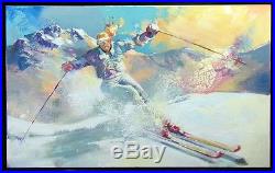 Malcolm Farley April skiing snow Original Oil Painting On Canvas Art