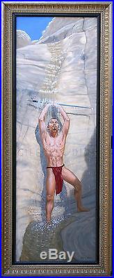Male Figure Art Original Oil On Canvas Redemption 12 X 36