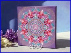 Mandala Painting On Canvas 8x8 Dot Art Original Acrylic Painting