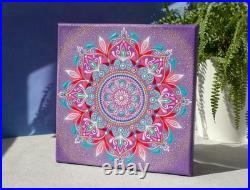 Mandala Painting On Canvas 8x8 Dot Art Original Acrylic Painting