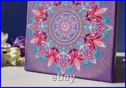 Mandala Painting On Canvas 8x8 Dot Art Original Acrylic Painting