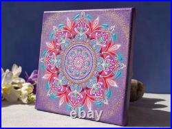 Mandala Painting On Canvas 8x8 Dot Art Original Acrylic Painting