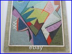 Mary Pottinger Painting MID Century Abstract Geometric Large 1950 Cubism Cubist