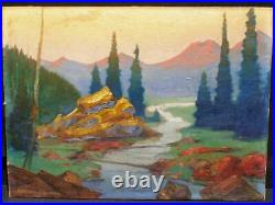 Maynard Dixon Impressionist Plein Air Landscape Oil Painting Canvasboard Signed