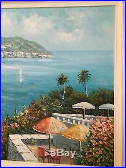 Mediterranean Seascape Original Signed Oil Painting on Canvas By David Holmes