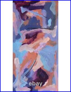 Medium Acrylic Painting on Canvas Original Art Abstract 12x24 Purple Beige Blue