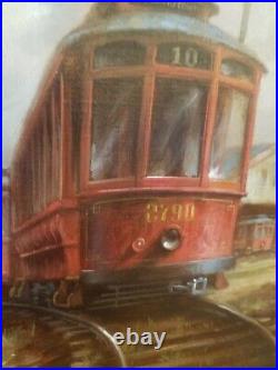 Melvin Miller Trolly Painting On Canvas Baltimore Train Station