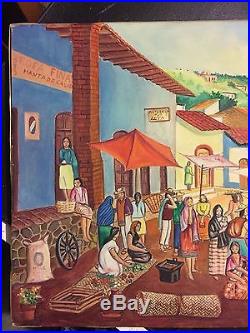 Mexico, Lugar de Negocios c. 1960 Original Art, Oil on Canvas