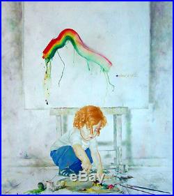 Michael Gorban Art Student Original Oil Painting on Canvas, Child Rainbow