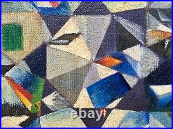 Mid Century Abstract Cubism Oil Painting Mystery Artist Kazimir Malevich Style