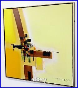 Mid Century Modern Abstract Original Oil on Canvas Painting Signed Shelley