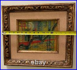 Mid-Century Wall Street Stock Market Chart Abstract Oil Painting Signed & Framed