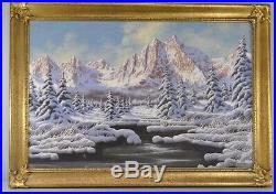Miklos Neogrady Original Oil Painting On Canvas Of Mountain Snow Scene Landscape