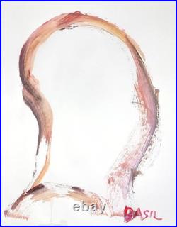 Modern Abstract Face Expressionism Acrylic 11x14 Gallery Paper Silhouette