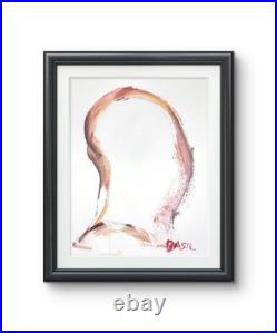 Modern Abstract Face Expressionism Acrylic 11x14 Gallery Paper Silhouette
