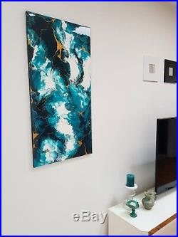 Modern abstract canvas painting-resin acrylic-large contemporary original art
