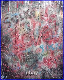 Modernist ABSTRACT Modern Painting GRAFFITI Expressionist ART LOVE SUCKS FOLTZ