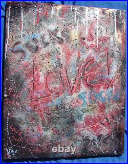 Modernist ABSTRACT Modern Painting GRAFFITI Expressionist ART LOVE SUCKS FOLTZ