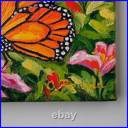 Monarch Butterfly Painting on Canvas Butterfly Flowers Painting Original Art