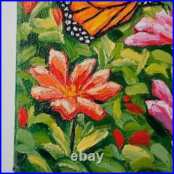 Monarch Butterfly Painting on Canvas Butterfly Flowers Painting Original Art