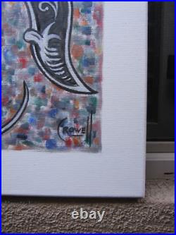 Monogram Old English THE LETTER R 16x20 canvas original Art Painting by Crowell