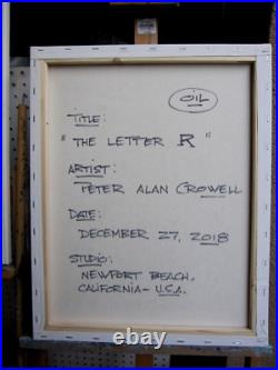 Monogram Old English THE LETTER R 16x20 canvas original Art Painting by Crowell