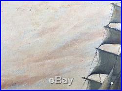 Montague J Dawson Original Oil on Canvas Clipper Ship at Dusk Signed