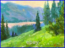 Montana Yellow Sky painting original oil on linen board impressionism artwork