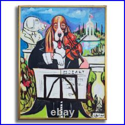 Montecatini Original Painting on canvas by Giuseppe Bellini, Acrylic Art, Dogs