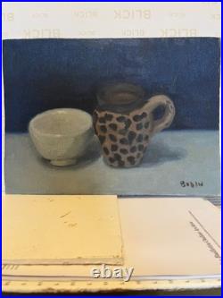 Moroccan clay cup and bowl still life painting