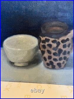 Moroccan clay cup and bowl still life painting