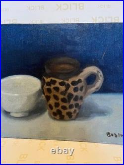 Moroccan clay cup and bowl still life painting