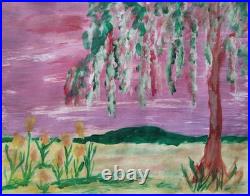Mossy Tree Modern Original Signed Paper Acrylic Home Decor BACH 11x14 BACH