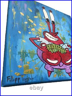 Mr. Krabbs 12 X 12 Oil acrylic painting SIGNED FT art Ftart5 100%ORIGINAL