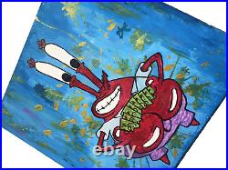 Mr. Krabbs 12 X 12 Oil acrylic painting SIGNED FT art Ftart5 100%ORIGINAL