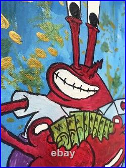 Mr. Krabbs 12 X 12 Oil acrylic painting SIGNED FT art Ftart5 100%ORIGINAL