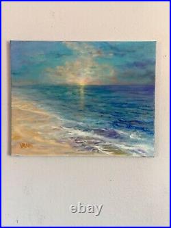 NEW ORIGINAL ART SEASCAPE PAINTING OIL ON CANVAS BY GINA VANN 16 x 20 UNFRAMED