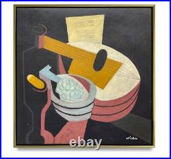 NY Art-Original Oil Painting of Abstract Instrument on Canvas 21x21 Framed