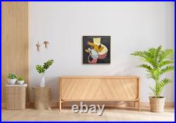 NY Art-Original Oil Painting of Abstract Instrument on Canvas 21x21 Framed