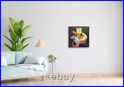 NY Art-Original Oil Painting of Abstract Instrument on Canvas 21x21 Framed