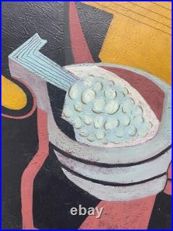 NY Art-Original Oil Painting of Abstract Instrument on Canvas 21x21 Framed