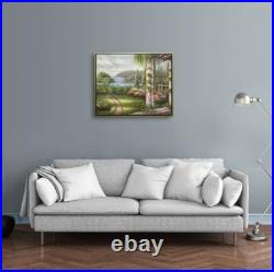 NY Art-Original Oil Painting of Kinkade Style Garden on Canvas 16x20 Framed