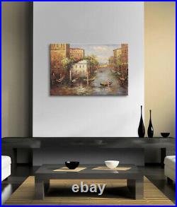 NY Art Venice Canal Scene with Gondla 24x36 Original Oil Painting on Canvas