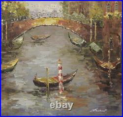 NY Art Venice Canal Scene with Gondla 24x36 Original Oil Painting on Canvas