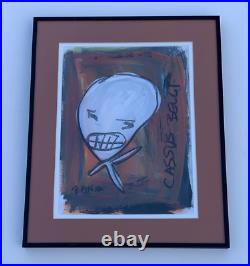 Naive Abstract White Figure Painting Signed Banza Banka Banxa Cassus Casus Belli