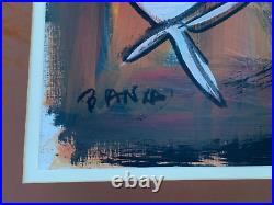 Naive Abstract White Figure Painting Signed Banza Banka Banxa Cassus Casus Belli