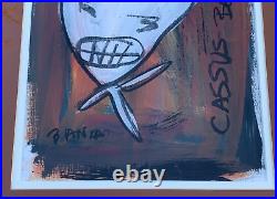 Naive Abstract White Figure Painting Signed Banza Banka Banxa Cassus Casus Belli