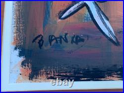 Naive Abstract White Figure Painting Signed Banza Banka Banxa Cassus Casus Belli